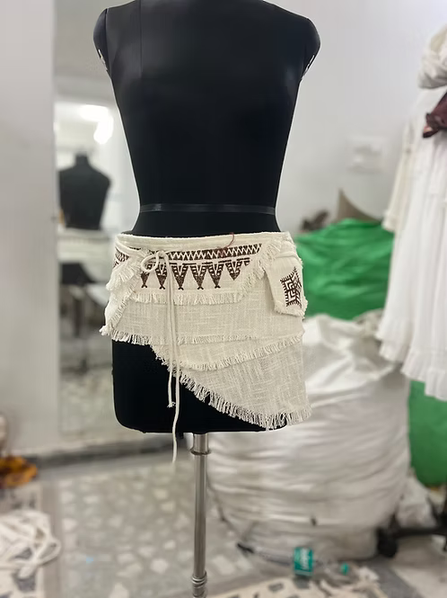 Jute Money Belt With Block Print